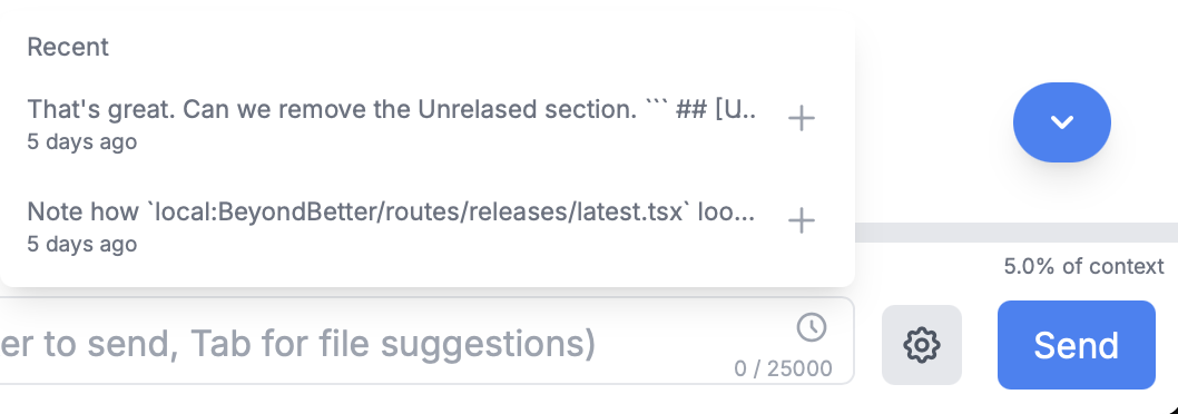 Recent Prompt History Dropdown